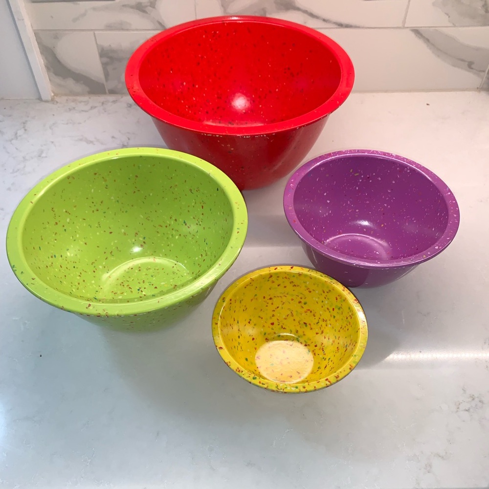ZAK! Colorful 4 Confetti Melamine Nesting Mixing Bowls - Picture 2 of 8
